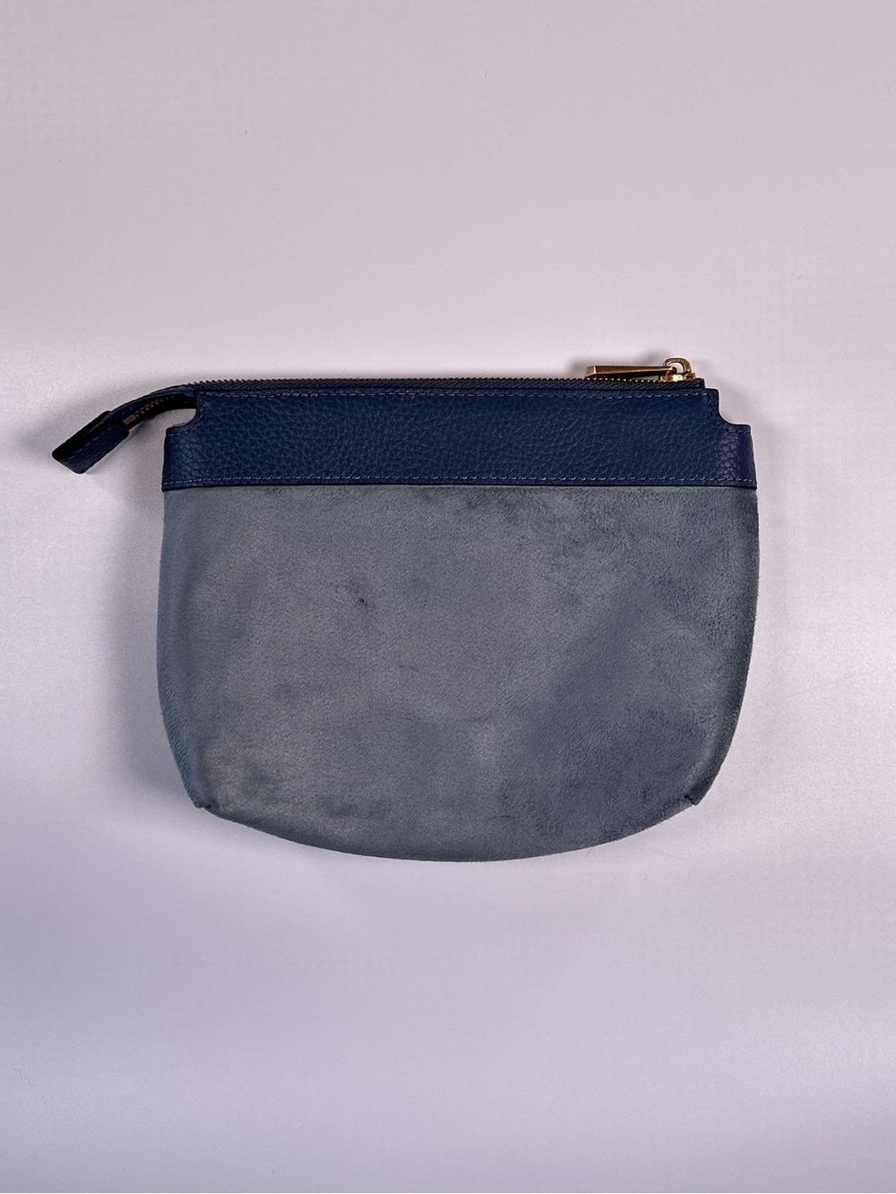 Smaak Amsterdam Coin Purse Cosmetic Bag Suede Leather Blue OS - Picture 2 of 11